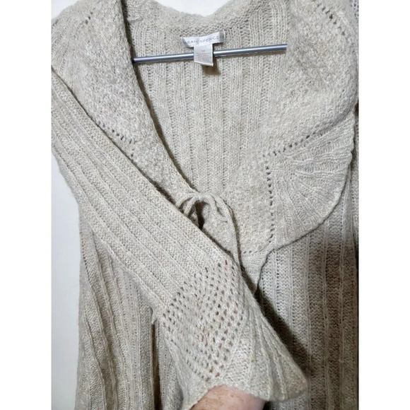 Sarah Spencer Cardigan M Wool Mohair Blend Y2K Lagenlook Boho Ruffle Tie Mori - Picture 5 of 10